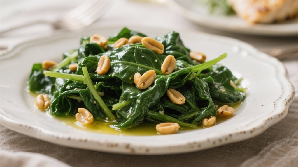saut ed spinach with pine nuts