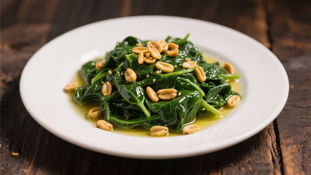 saut ed spinach with pine nuts