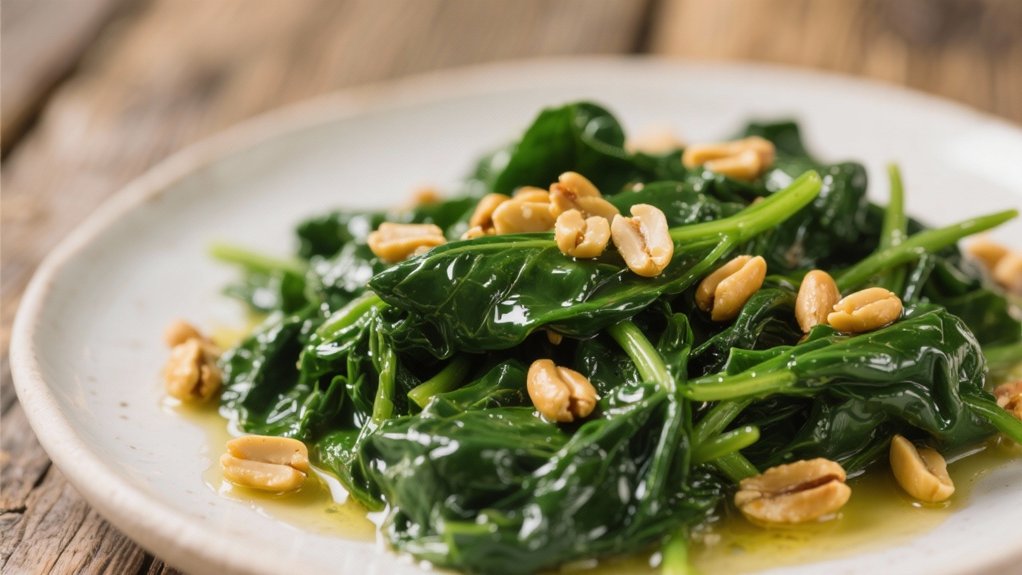 saut ed spinach with pine nuts