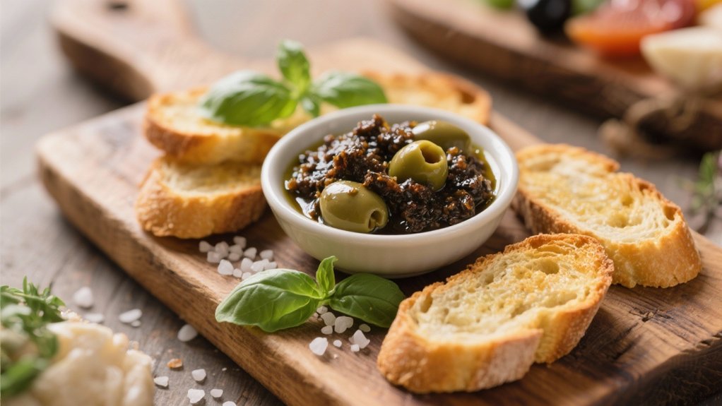 savory olive tapenade crostini