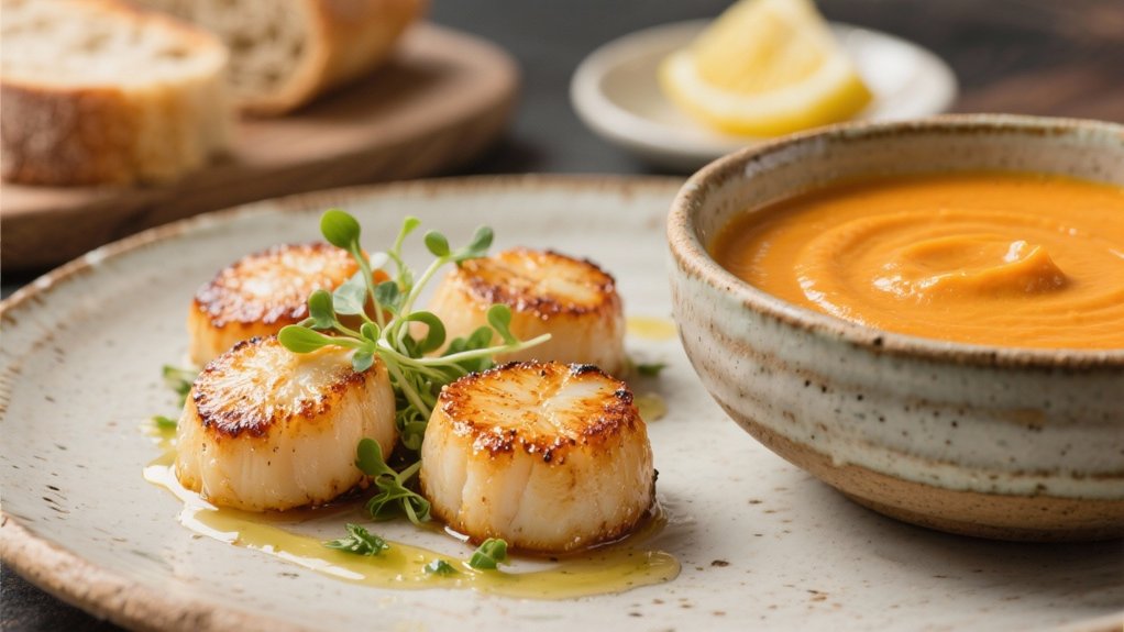 sear scallops serve bisque
