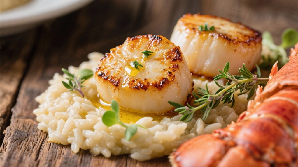seared scallops with herb butter