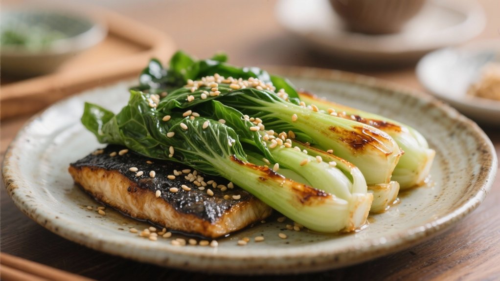 sesame roasted bok choy delight