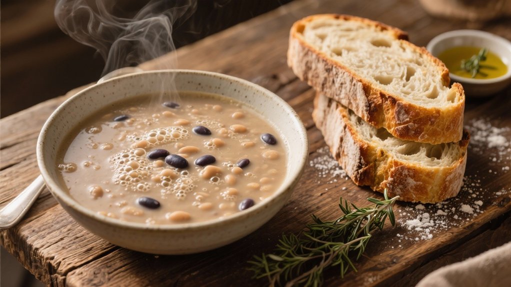 sourdough complements navy bean soup