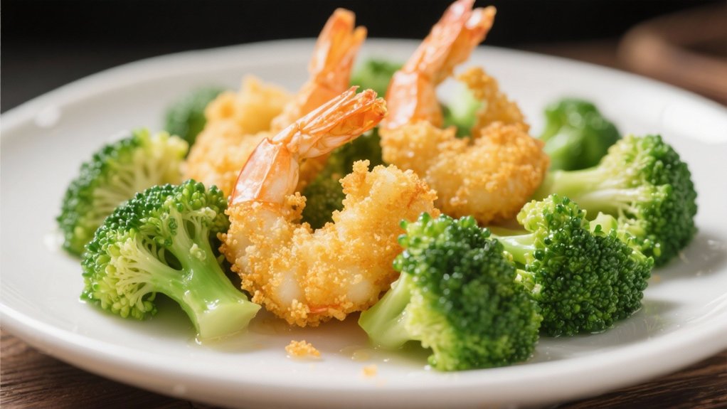 steamed broccoli enhances seafood