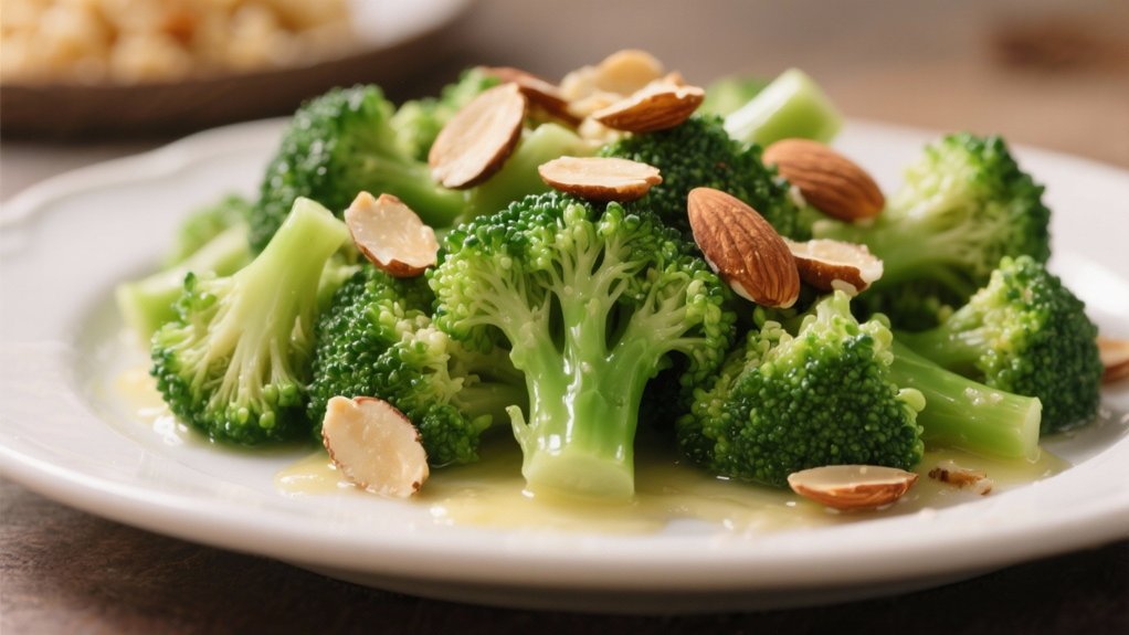 steamed broccoli with almonds