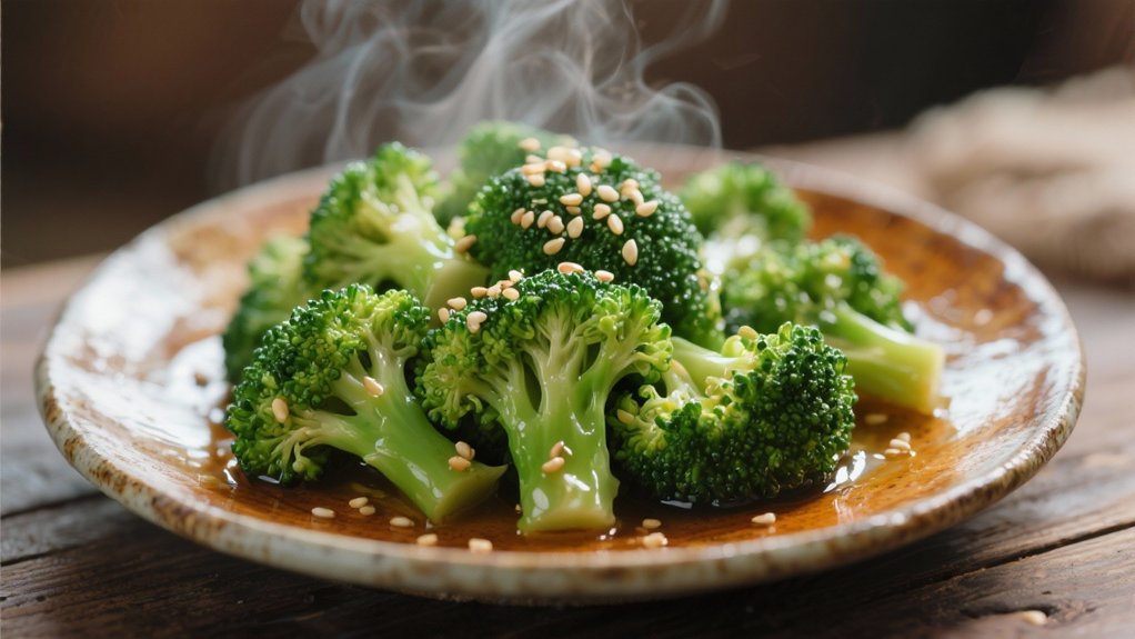 steamed broccoli with sesame