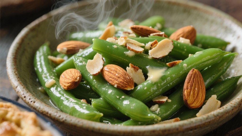 steamed green beans with almonds