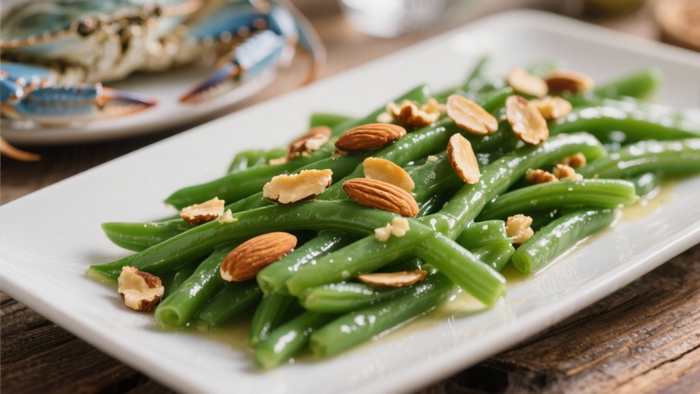 steamed green beans with almonds