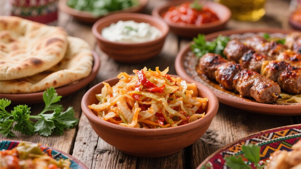 tangy cabbage balances meat