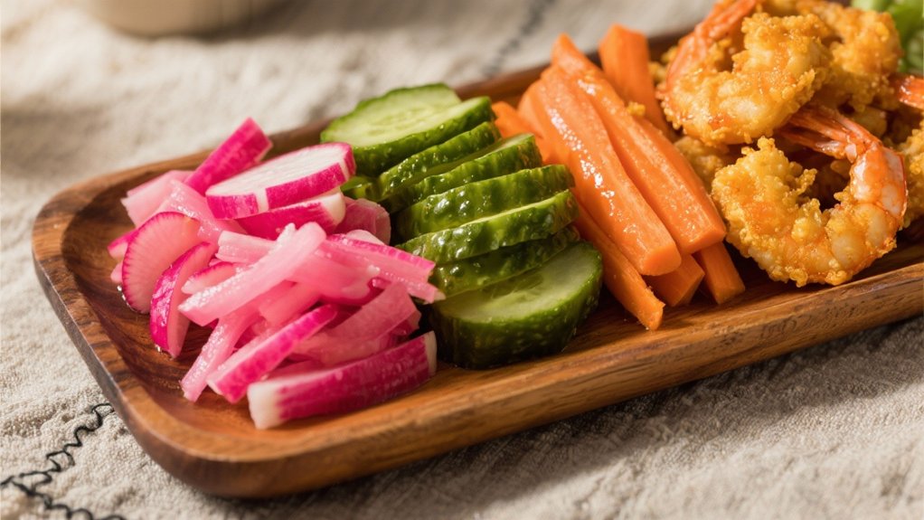 tangy pickled vegetable accents