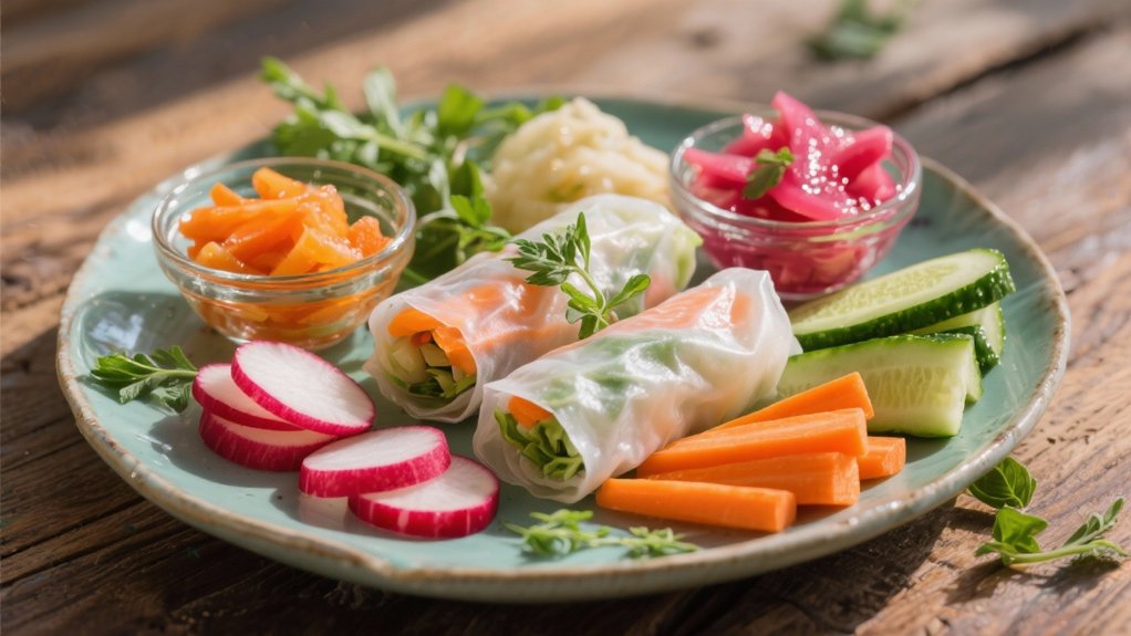 tangy pickles enhance summer rolls