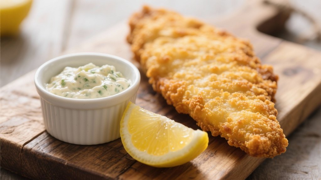 tartar sauce and lemon