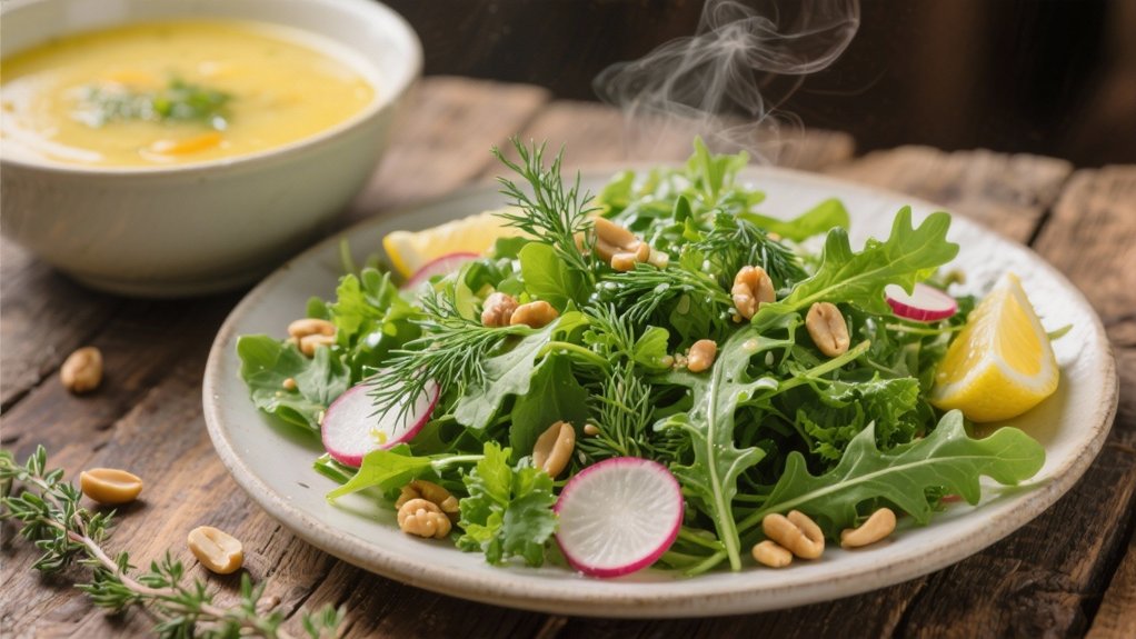 vibrant herb and arugula salad