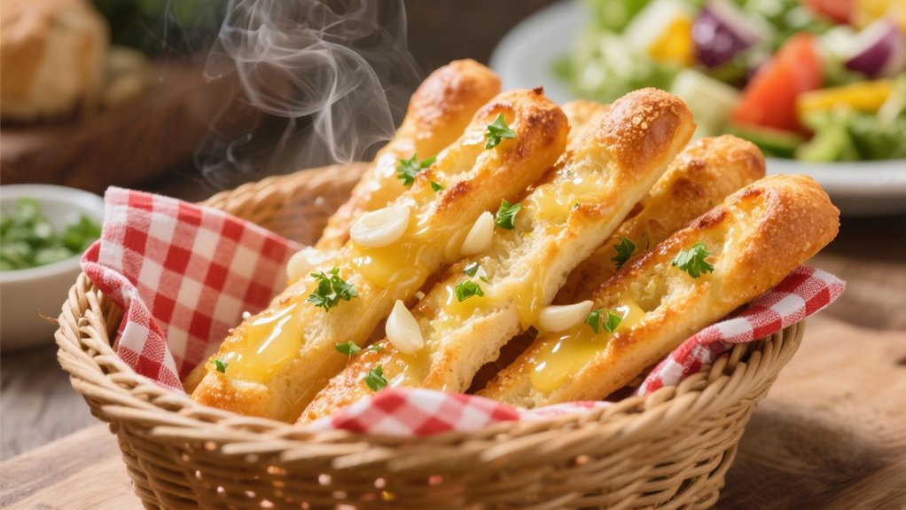 warm aromatic garlic breadsticks