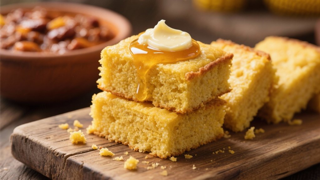 warm cornbread with honey butter