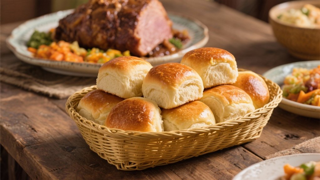 warm fluffy buttered rolls