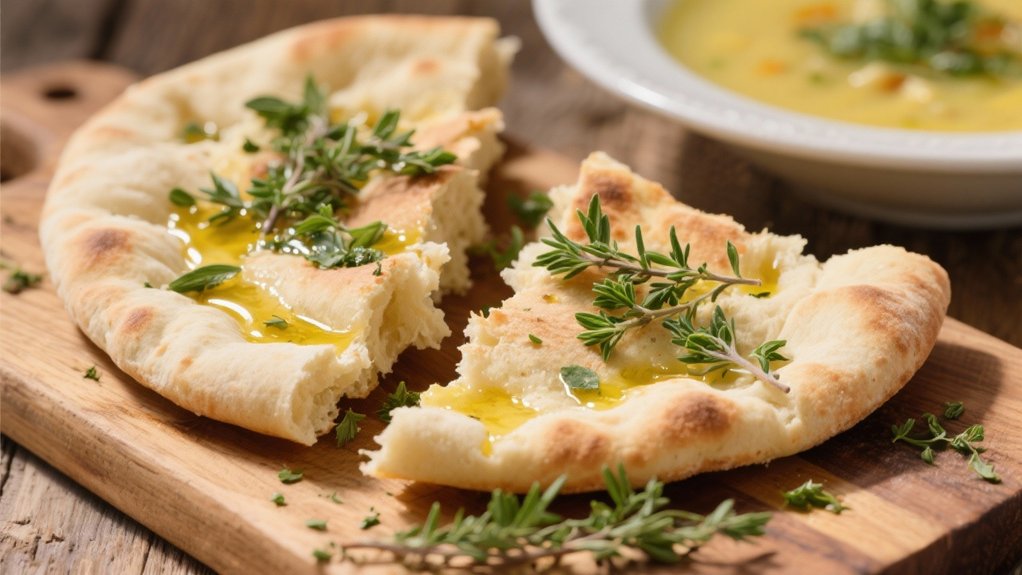 warm pita with herbs