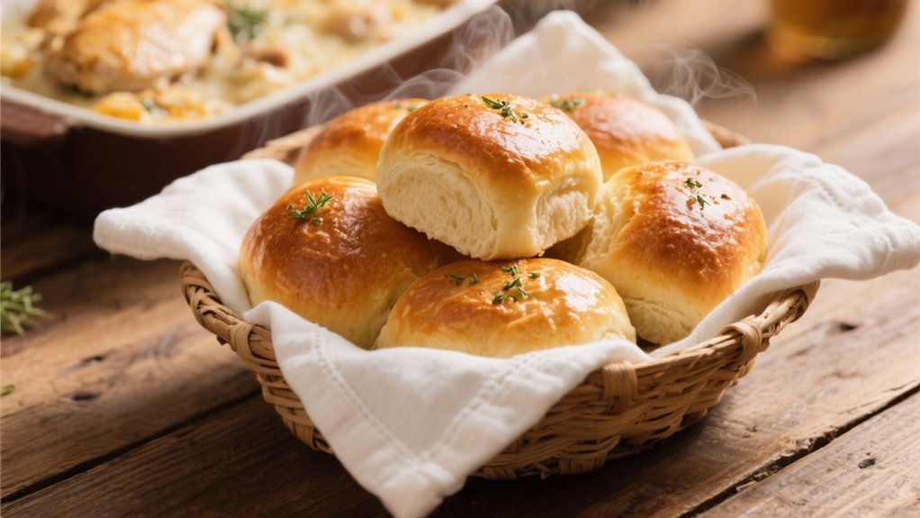 warm rolls enhance casseroles