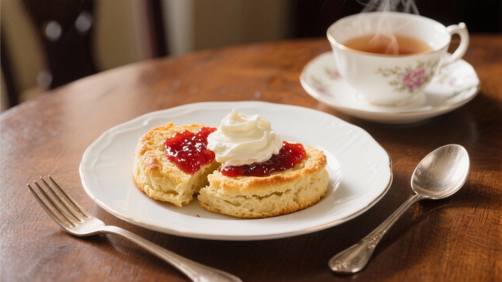 warm scones with toppings