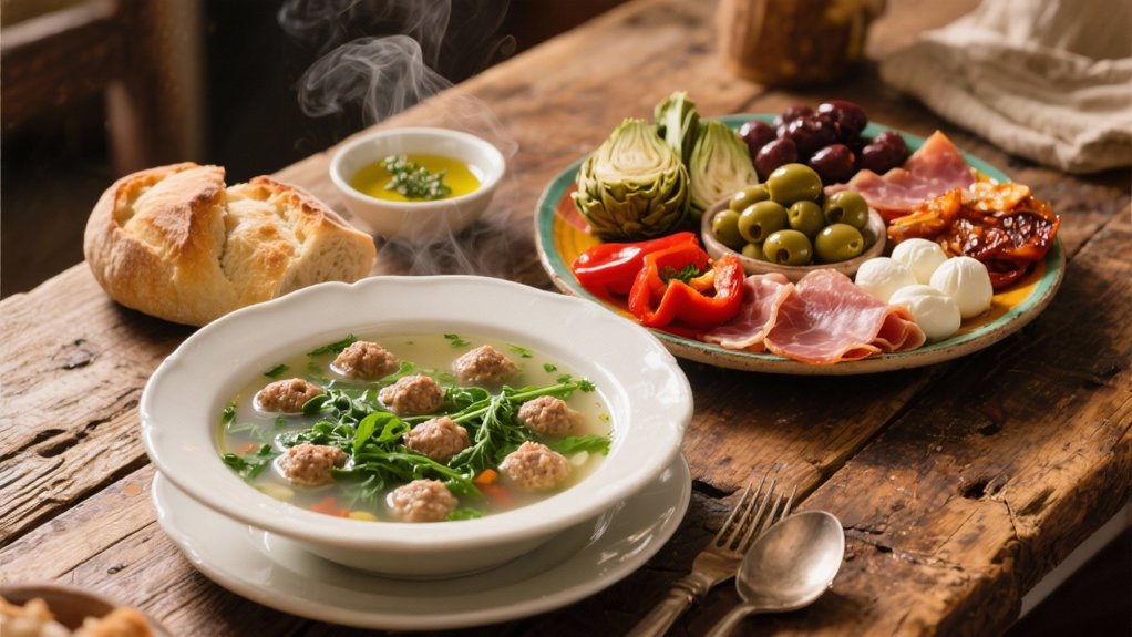 warm soup enhances antipasto experience