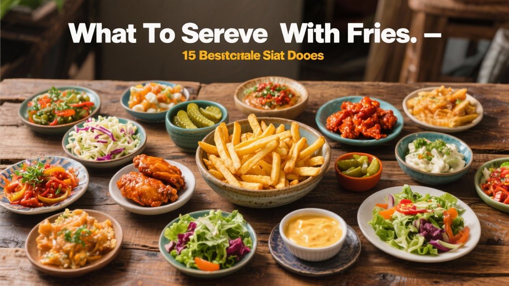 fries with delicious side dishes